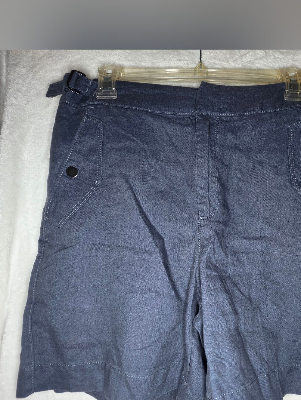 NWT Athleta Voyager Linen Short Granite Blue Size 8 Linen